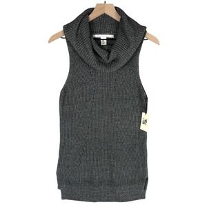 NWT MAX‎ STUDIO 100% Cotton Cowl Neck Sleeveless Long Sweater Women's Sz M Gray